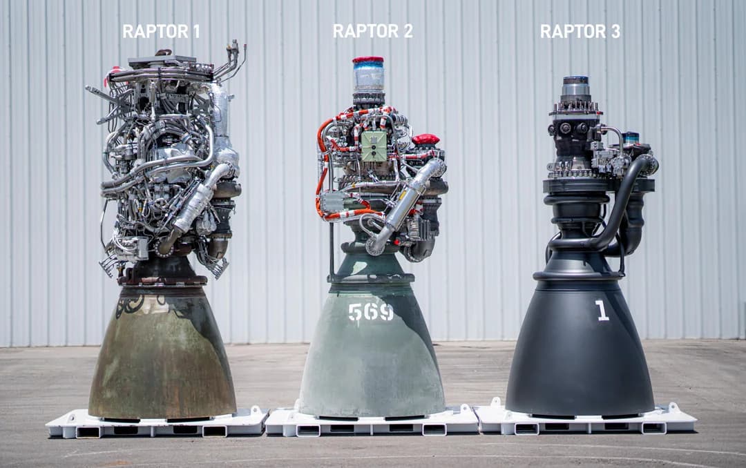 SpaceX Raptor engine evolution — from complex V1 to simplified production version